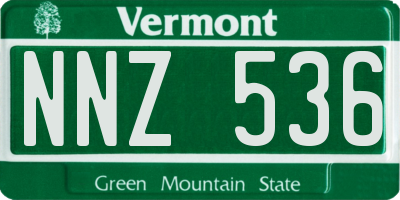 VT license plate NNZ536