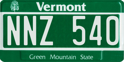 VT license plate NNZ540