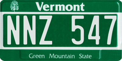 VT license plate NNZ547