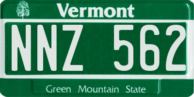 VT license plate NNZ562