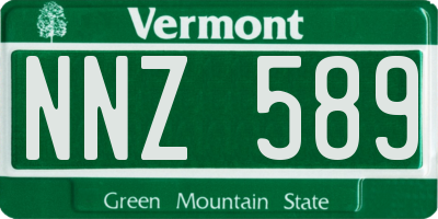VT license plate NNZ589