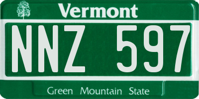 VT license plate NNZ597