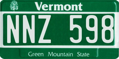 VT license plate NNZ598