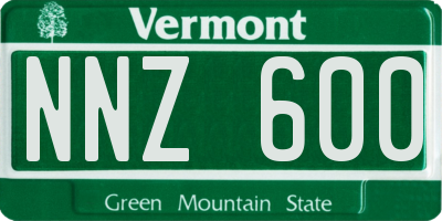VT license plate NNZ600