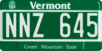 VT license plate NNZ645