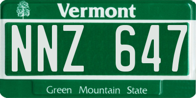 VT license plate NNZ647