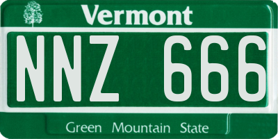 VT license plate NNZ666