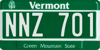 VT license plate NNZ701