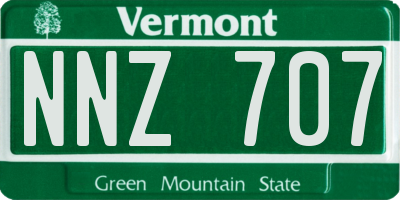 VT license plate NNZ707