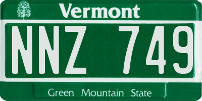 VT license plate NNZ749