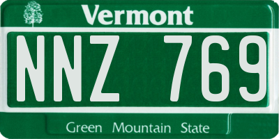 VT license plate NNZ769