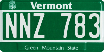 VT license plate NNZ783