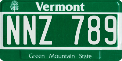 VT license plate NNZ789