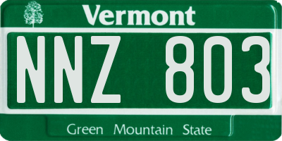 VT license plate NNZ803