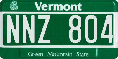 VT license plate NNZ804