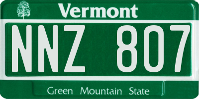 VT license plate NNZ807