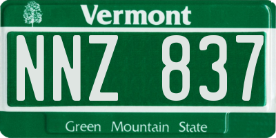 VT license plate NNZ837