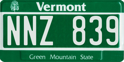 VT license plate NNZ839