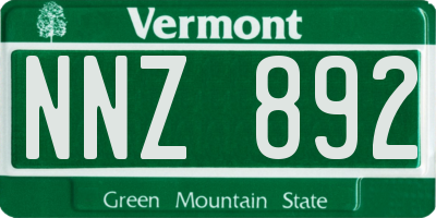 VT license plate NNZ892