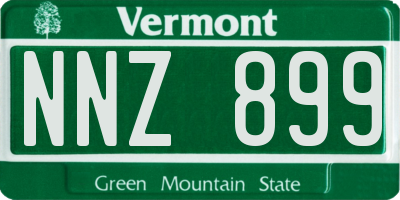 VT license plate NNZ899