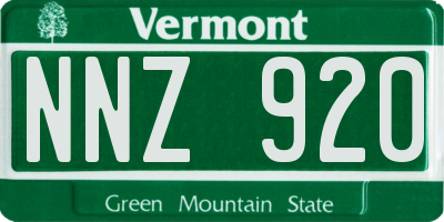 VT license plate NNZ920
