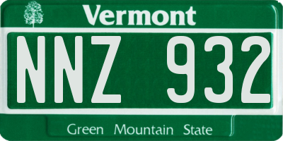 VT license plate NNZ932