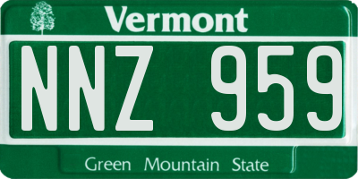 VT license plate NNZ959