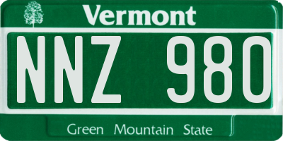 VT license plate NNZ980