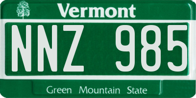 VT license plate NNZ985