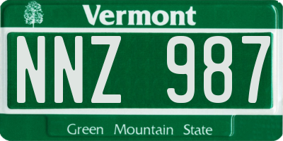 VT license plate NNZ987
