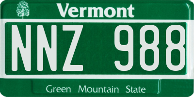 VT license plate NNZ988