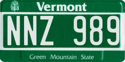 VT license plate NNZ989