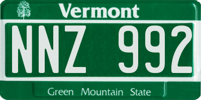 VT license plate NNZ992