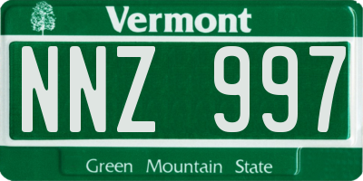 VT license plate NNZ997