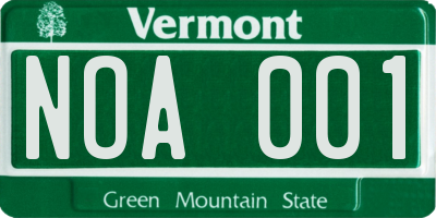 VT license plate NOA001