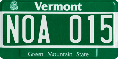 VT license plate NOA015