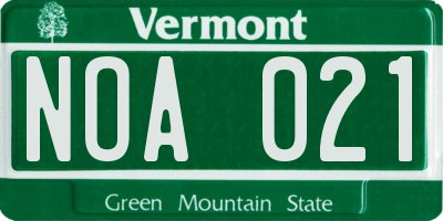 VT license plate NOA021