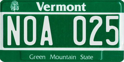 VT license plate NOA025