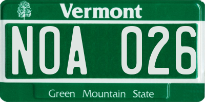 VT license plate NOA026