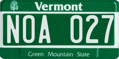 VT license plate NOA027