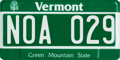 VT license plate NOA029