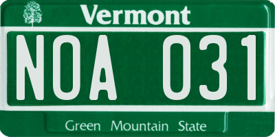 VT license plate NOA031