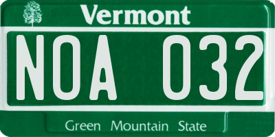 VT license plate NOA032