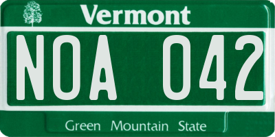 VT license plate NOA042