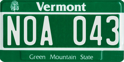 VT license plate NOA043