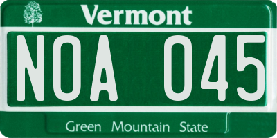 VT license plate NOA045