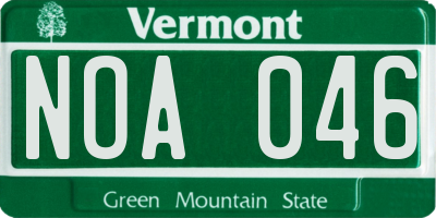 VT license plate NOA046