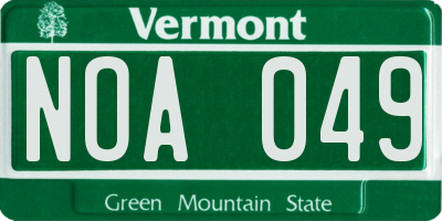 VT license plate NOA049