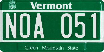 VT license plate NOA051