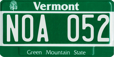 VT license plate NOA052